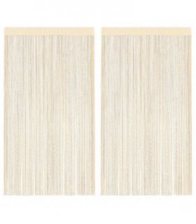 vidaXL String Curtains 2 pcs 140x250 cm Cream — Size: 140 cm
