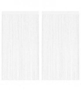 vidaXL String Curtains 2 pcs 100x250 cm White — Size: 100 cm