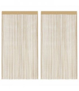 vidaXL String Curtains 2 pcs 100x250 cm Beige — Size: 100 cm