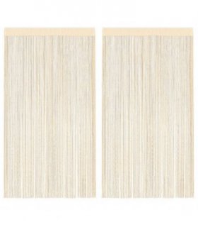 vidaXL String Curtains 2 pcs 100x250 cm Cream — Size: 100 cm