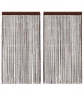 vidaXL String Curtains 2 pcs 100x250 cm Brown — Size: 100 cm