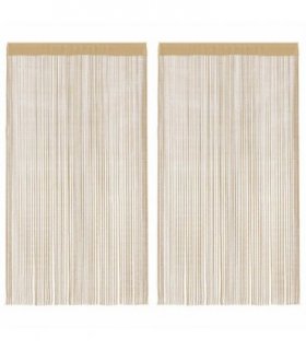 vidaXL String Curtains 2 pcs 140x250 cm Beige — Size: 140 cm