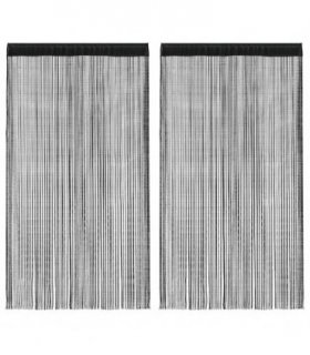vidaXL String Curtains 2 pcs 140x250 cm Black — Size: 140 cm