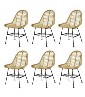 vidaXL Dining Chairs 6 pcs Natural Rattan — Colour: beige