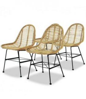 vidaXL Dining Chairs 4 pcs Natural Rattan — Colour: beige