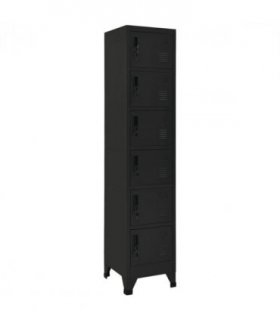 vidaXL Locker Cabinet Black 38x40x180 cm Steel — Model: with 6 lockers