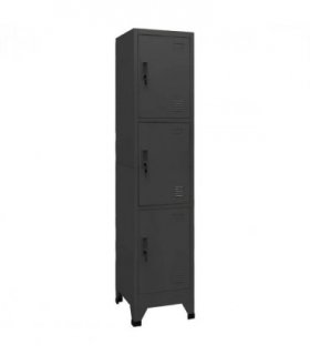 vidaXL Locker Cabinet Anthracite 38x45x180 cm Steel — Model: with 3 lockers