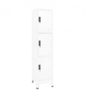 vidaXL Locker Cabinet White 38x45x180 cm Steel — Model: with 3 lockers
