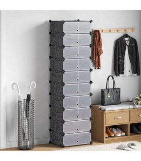 vidaXL Shoe Organizer | Black and white | Plastic panels, Steel frames | Large
