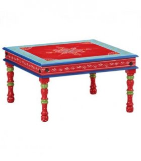 vidaXL Coffee Table Red Hand Painted Solid Wood Mango