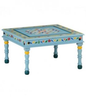 vidaXL Coffee Table Turquoise Hand Painted Solid Wood Mango
