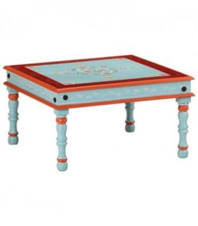 vidaXL Coffee Table Blue Hand Painted Solid Wood Mango