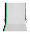 vidaXL Photo Studio Kit with 3 Cotton Backdrops Adjustable Frame 3x5m — Size: 3 x 5 m