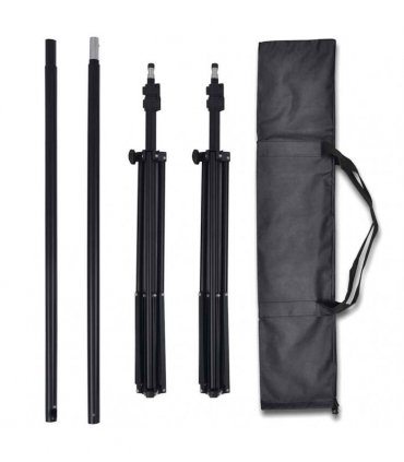 vidaXL Photo Studio Kit with 3 Cotton Backdrops Adjustable Frame 3x5m — Size: 3 x 5 m