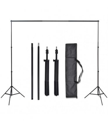 vidaXL Photo Studio Kit with 3 Cotton Backdrops Adjustable Frame 3x5m — Size: 3 x 5 m