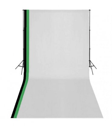 vidaXL Photo Studio Kit with 3 Cotton Backdrops Adjustable Frame 3x6m — Size: 3 x 6 m