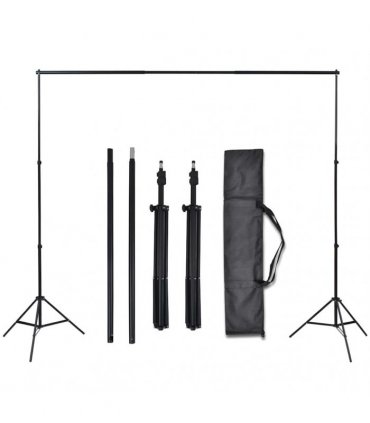 vidaXL Photo Studio Kit with 3 Cotton Backdrops Adjustable Frame 3x6m — Size: 3 x 6 m