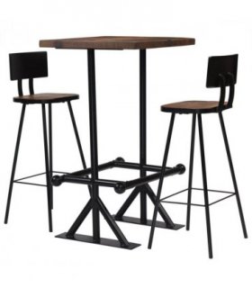 vidaXL Bar Set 3 Piece Solid Reclaimed Wood — Colour: Colour:NA, Size: 60 x 60 x 107 cm
