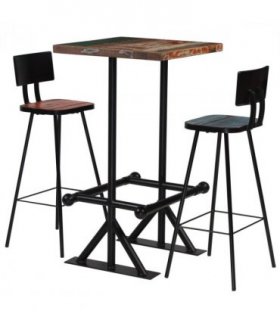vidaXL Bar Set 3 Piece Solid Reclaimed Wood Multicolour — Colour: Beige, Model: ACME 07288