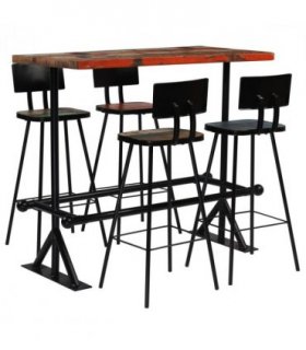 vidaXL Bar Set 5 Piece Solid Reclaimed Wood Multicolour — Colour: Beige, Model: ACME 07288