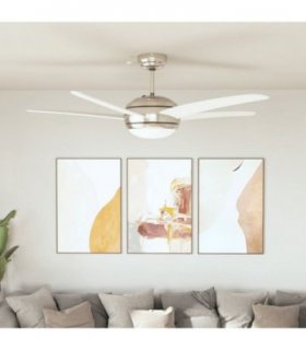 vidaXL Ornate Ceiling Fan with Light 128 cm White — Model: with 5 blades