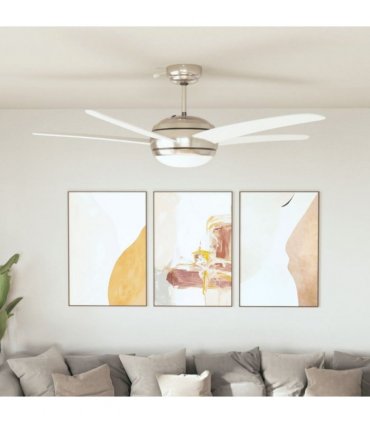 vidaXL Ornate Ceiling Fan with Light 128 cm White — Model: with 5 blades