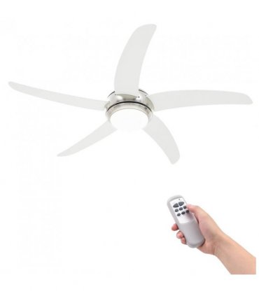 vidaXL Ornate Ceiling Fan with Light 128 cm White — Model: with 5 blades