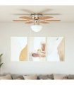 vidaXL Ornate Ceiling Fan with Light 82 cm Light Brown — Model: with 6 blades