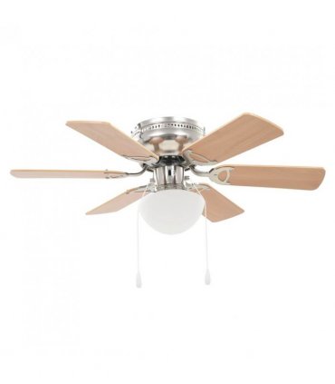 vidaXL Ornate Ceiling Fan with Light 82 cm Light Brown — Model: with 6 blades