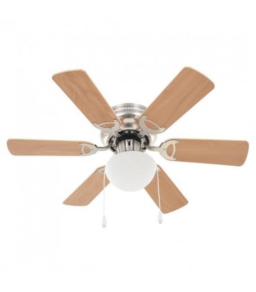 vidaXL Ornate Ceiling Fan with Light 82 cm Light Brown — Model: with 6 blades