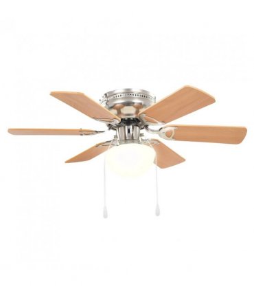 vidaXL Ornate Ceiling Fan with Light 82 cm Light Brown — Model: with 6 blades