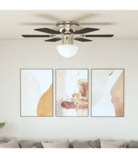 vidaXL Ornate Ceiling Fan with Light 82 cm Dark Brown — Model: with 6 blades