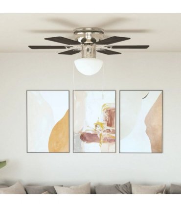 vidaXL Ornate Ceiling Fan with Light 82 cm Dark Brown — Model: with 6 blades