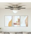 vidaXL Ornate Ceiling Fan with Light 82 cm Dark Brown — Model: with 6 blades