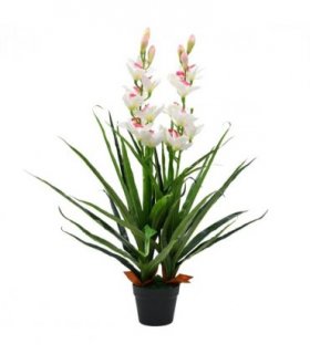 vidaXL Artificial Cymbidium Orchid Plant with Pot 100 cm Green