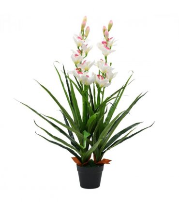 vidaXL Artificial Cymbidium Orchid Plant with Pot 100 cm Green