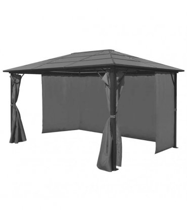 vidaXL Gazebo with Curtain Anthracite Aluminium 400x300 cm — Size: 400 x 300 cm