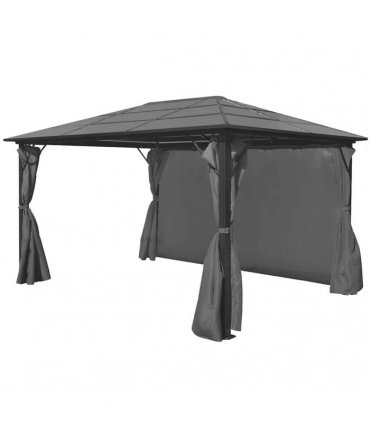 vidaXL Gazebo with Curtain Anthracite Aluminium 400x300 cm — Size: 400 x 300 cm