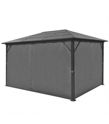 vidaXL Gazebo with Curtain Anthracite Aluminium 400x300 cm — Size: 400 x 300 cm