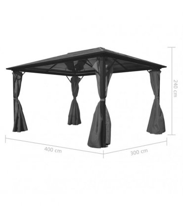 vidaXL Gazebo with Curtain Anthracite Aluminium 400x300 cm — Size: 400 x 300 cm