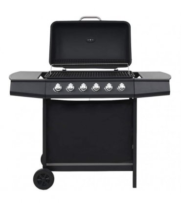 vidaXL Gas BBQ Grill with 6 Cooking Zones Steel Black