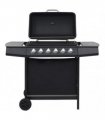 vidaXL Gas BBQ Grill with 6 Cooking Zones Steel Black