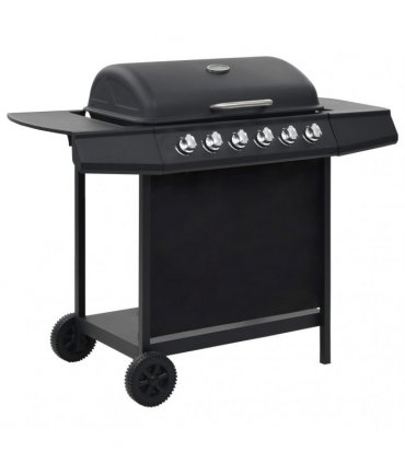 vidaXL Gas BBQ Grill with 6 Cooking Zones Steel Black