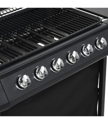vidaXL Gas BBQ Grill with 6 Cooking Zones Steel Black