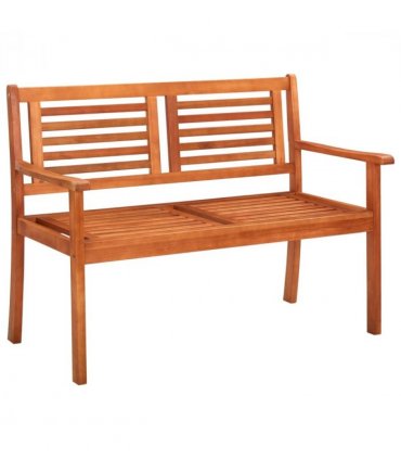 vidaXL Bench | Brown | Solid eucalyptus wood | 2-Seater | Ergonomic — Size: 120 x 60 x 89 cm