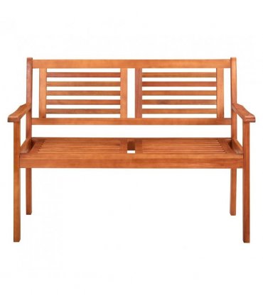 vidaXL Bench | Brown | Solid eucalyptus wood | 2-Seater | Ergonomic — Size: 120 x 60 x 89 cm