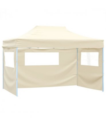 vidaXL Foldable Tent with 3 Walls 3x4.5 m Cream