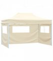 vidaXL Foldable Tent with 3 Walls 3x4.5 m Cream