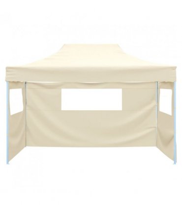 vidaXL Foldable Tent with 3 Walls 3x4.5 m Cream
