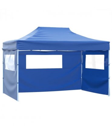 vidaXL Foldable Tent with 3 Walls 3x4.5 m Blue